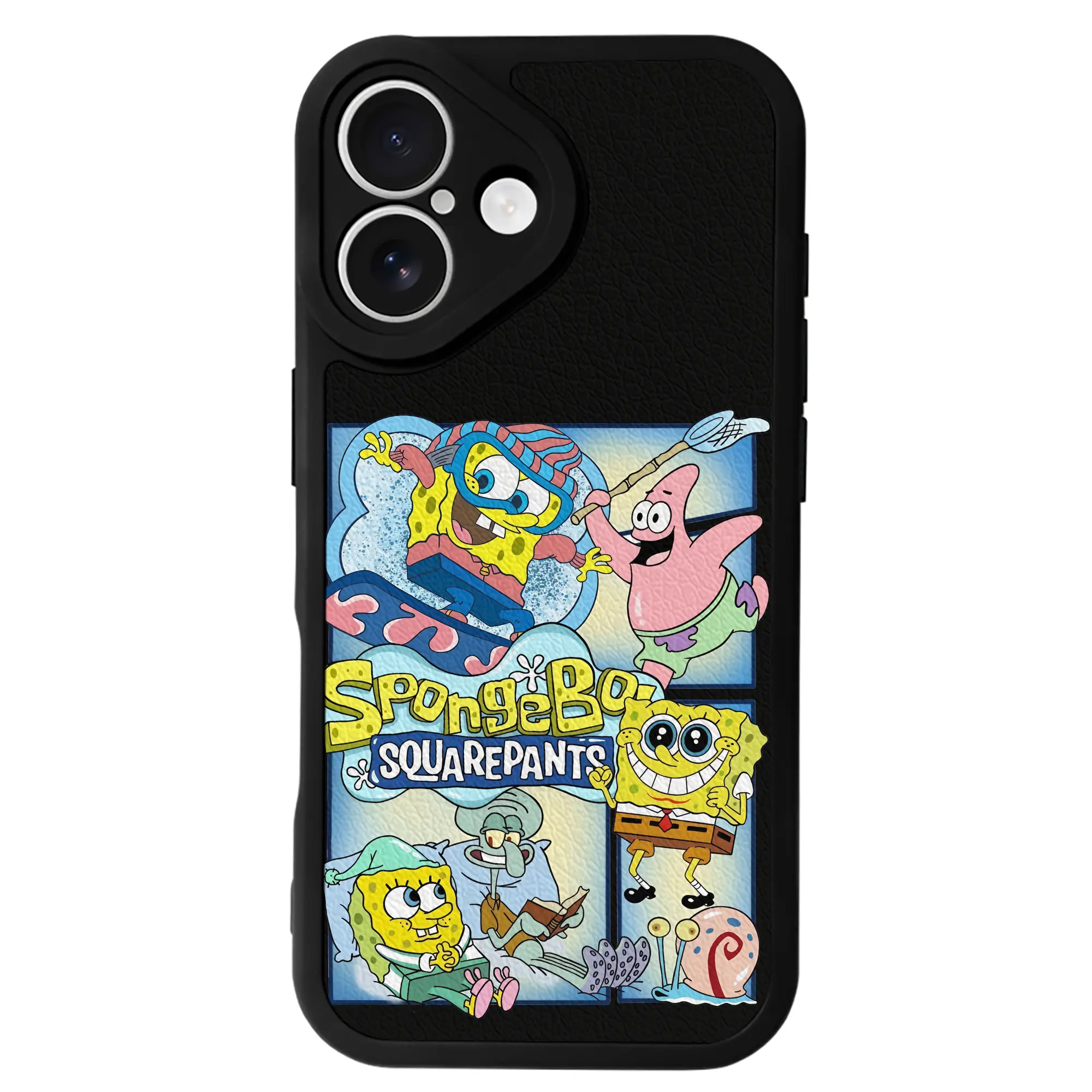 スポンジボブ グッズ スポンジボブ - IPhone 16シリーズ対応 ・ シリコンスマホケース ・ レザー調 ・ 高精度フィット ・ 耐衝撃 ・ ワイヤレス充電対応 ・ 精密カット